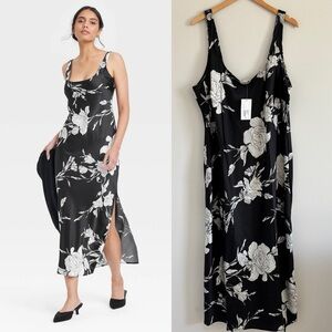 A New Day plus size Women Satin Floral dress black 2X
